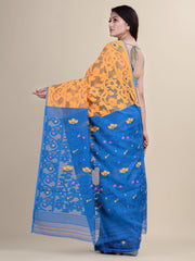 Yellow & Blue Cotton Jamdani Saree