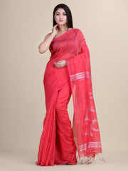 Pink & Silver  Handloom  saree