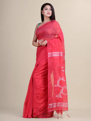 Pink & Silver  Handloom  saree