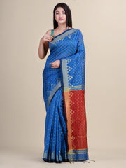 Blue & Red  handloom saree
