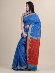Blue & Red  handloom saree