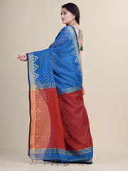 Blue & Red  handloom saree