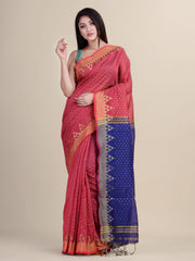 Maroon & Peacock Blue   handloom saree