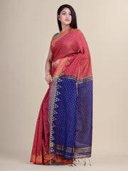 Maroon & Peacock Blue   handloom saree