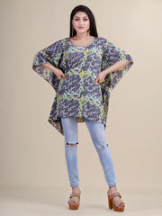 Grey & Green Printed Kaftan Tunic