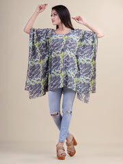 Grey & Green Printed Kaftan Tunic