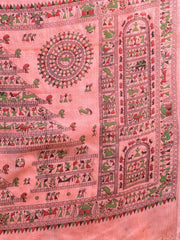 Peach & Multi  Handloom  saree