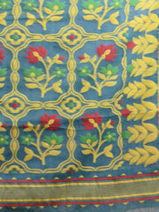 Green & Yellow  Cotton Jamdani Saree