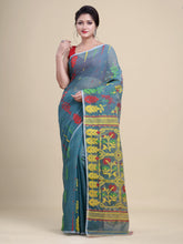 Green & Yellow  Cotton Jamdani Saree