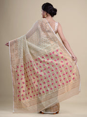 Green & Pink  pure cotton jamdani saree