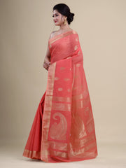 Pink & Golden  Silk Handloom  saree