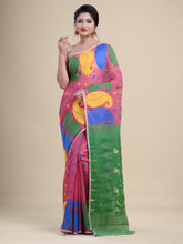 Pink & Green  Cotton Jamdani Saree