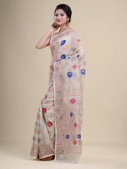 Green & Golden Cotton Jamdani Saree