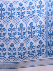 White & Blue Cotton Jamdani Saree