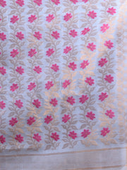 Sky Blue & Pink pure cotton jamdani saree