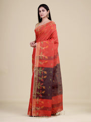 Red & Black Tissue Silk Handloom Saree