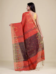 Red & Black Tissue Silk Handloom Saree