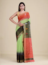 Green & Red Silk Handloom Saree