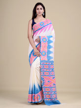 White & Pink Pure Cotton Handloom Saree
