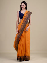 Mustard Yellow & Blue  pure cotton  taant saree