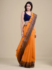 Mustard Yellow & Blue  pure cotton  taant saree