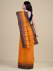 Mustard Yellow & Blue  pure cotton  taant saree