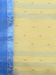 Yellow & Blue pure cotton taant saree