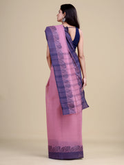 Purple & Blue pure cotton  taant saree