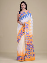 White & Yellow Pure Cotton Handloom Saree