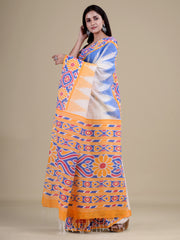 White & Yellow Pure Cotton Handloom Saree