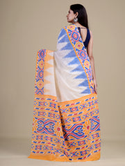 White & Yellow Pure Cotton Handloom Saree