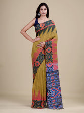 Golden & Multi Pure Cotton Handloom Saree