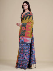 Golden & Multi Pure Cotton Handloom Saree