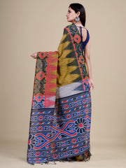 Golden & Multi Pure Cotton Handloom Saree