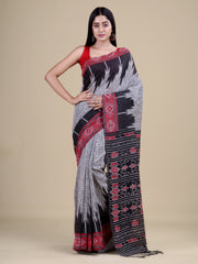 Grey & Black Pure Cotton Handloom Saree