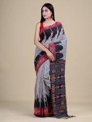 Grey & Black Pure Cotton Handloom Saree