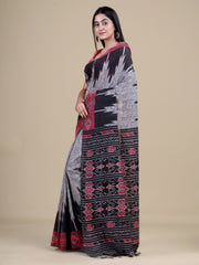 Grey & Black Pure Cotton Handloom Saree
