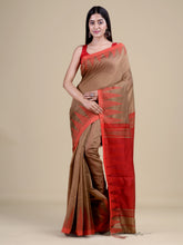 Golden & Red cotton handloom saree