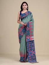 Green & Multi Pure Cotton Handloom Saree