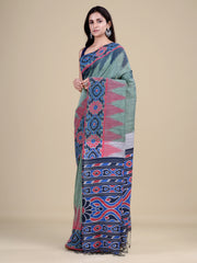 Green & Multi Pure Cotton Handloom Saree