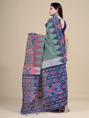 Green & Multi Pure Cotton Handloom Saree