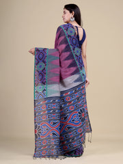 Pink & Grey Pure Cotton Handloom Saree