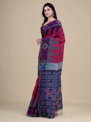 Magenta & Multi Pure Cotton Handloom Saree