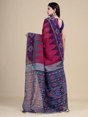 Magenta & Multi Pure Cotton Handloom Saree