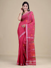 Pink & Silver Silk Handloom Saree