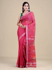 Pink & Silver Silk Handloom Saree