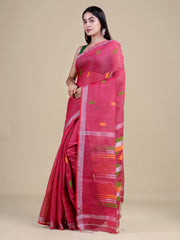 Pink & Silver Silk Handloom Saree