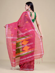 Pink & Silver Silk Handloom Saree