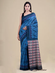 Blue & Grey Pure Cotton Handloom Saree