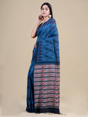 Blue & Grey Pure Cotton Handloom Saree